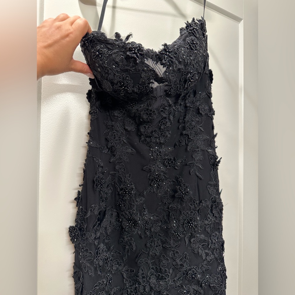 Black Sheer Applique Gown